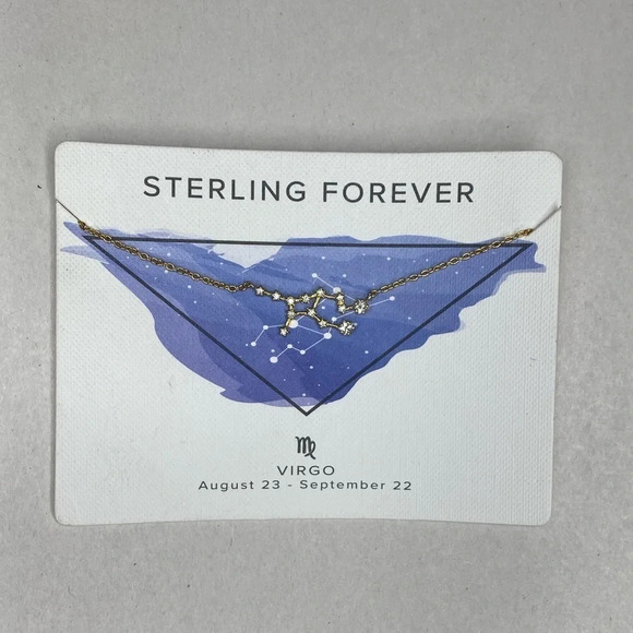 STERLING FOREVER Zodiac Necklace Gold Toned with rhinestones Virgo - Picture 1 of 3
